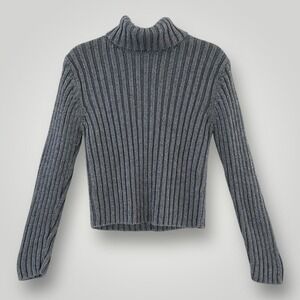 By Next Era Metallic Ribbed Turtleneck‎ Sweater Womens Size Medium Gray Knit
